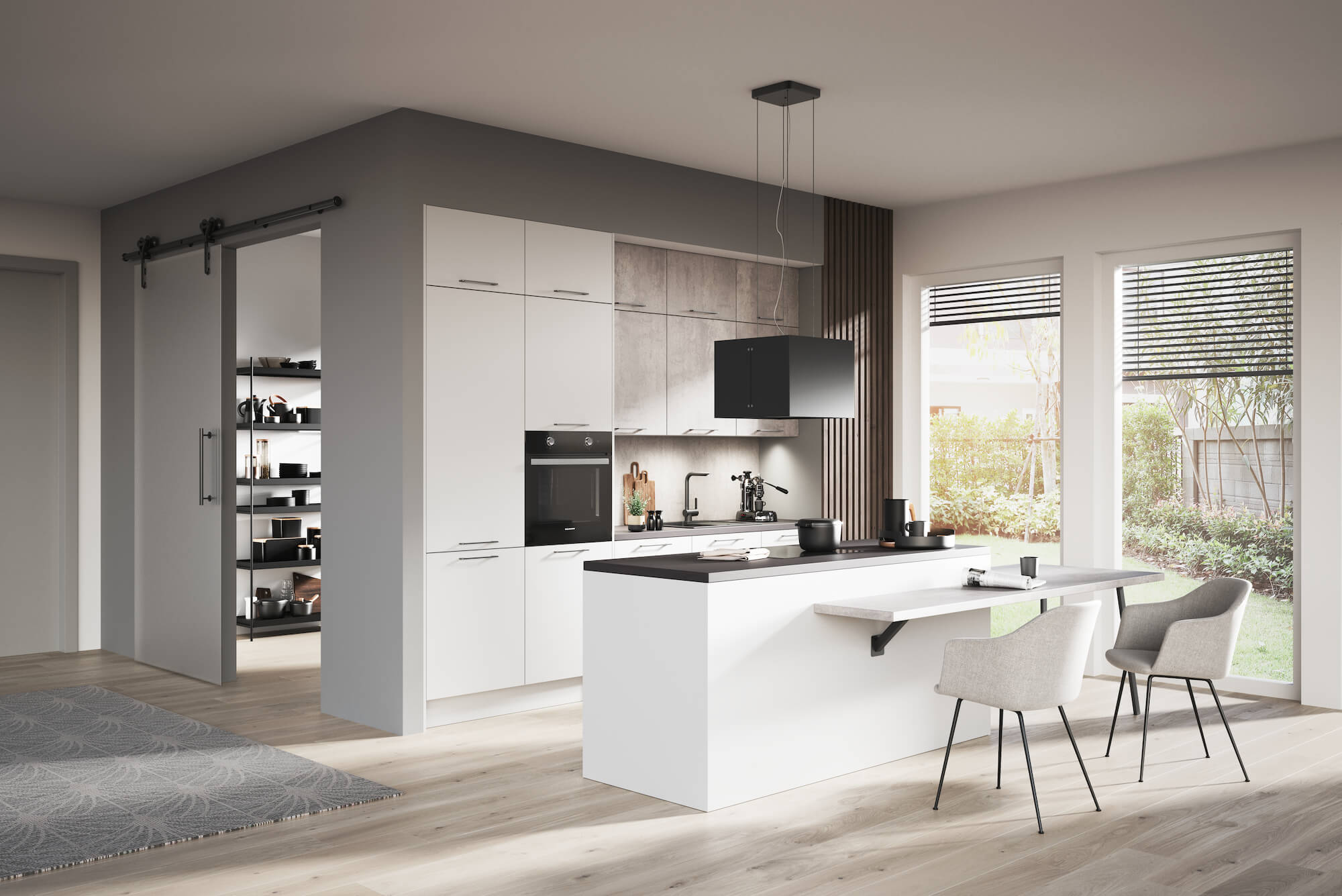 weisse kuechen Haecker Kuechen Haecker-Designkueche-Uno-Polarweiss-mit-Insel