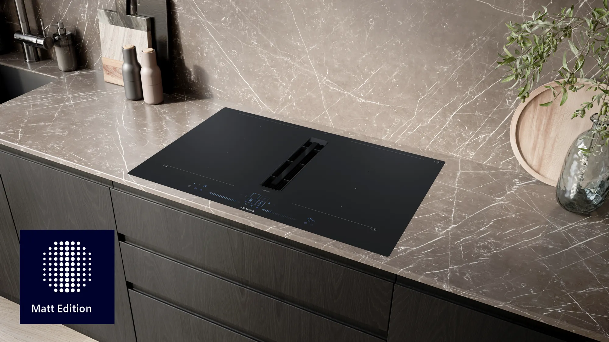 Siemens Induktionskochfeld mit Muldenluefter matt