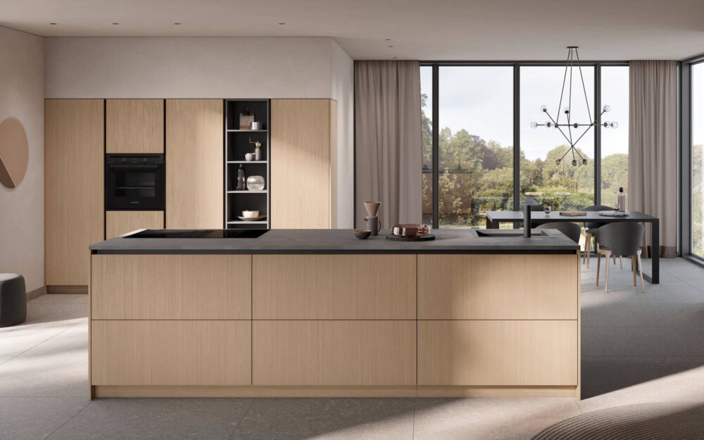 Häcker Feineiche moderne Inselküche