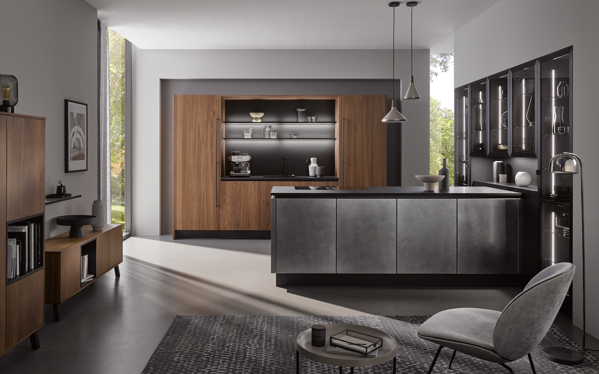 Haecker-Designkueche-mit-Insel-Industrial-Style-grifflos