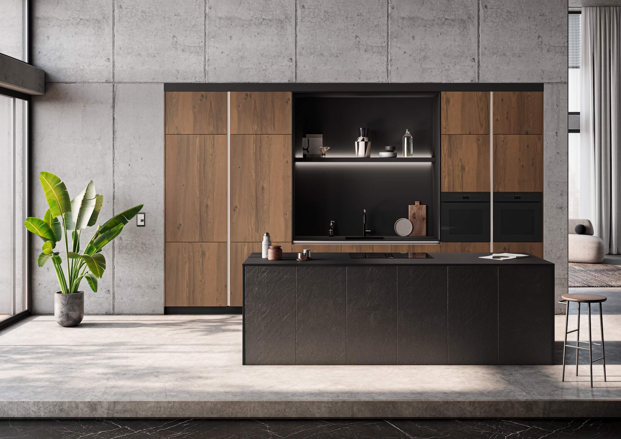 Grifflose Kueche Haecker-Designkueche-mit-Insel-grifflos