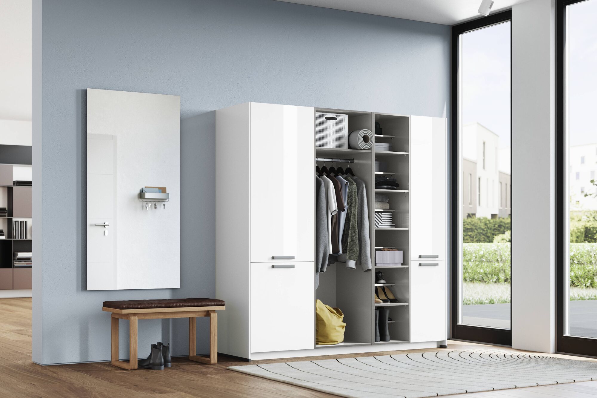 nobilia-garderobe-focus-weiss-hochglanz-raumansicht